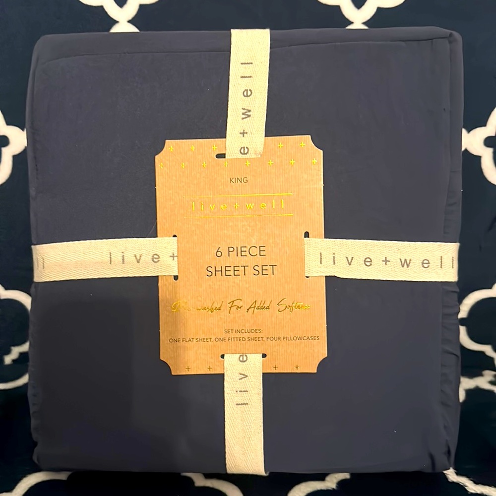 Live Well King Sheet Set Navy
